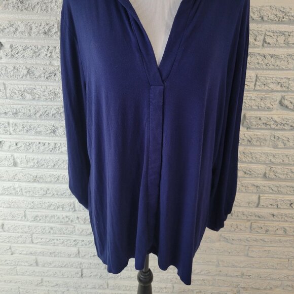 Fenn Wright Manson Womens Top 1X Plus Tunic Roll Tab Sleeve Soft BLU57E - Picture 4 of 9